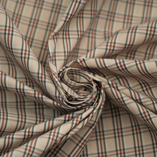 Tissu technique imperméable - à carreaux - ton rose pâle