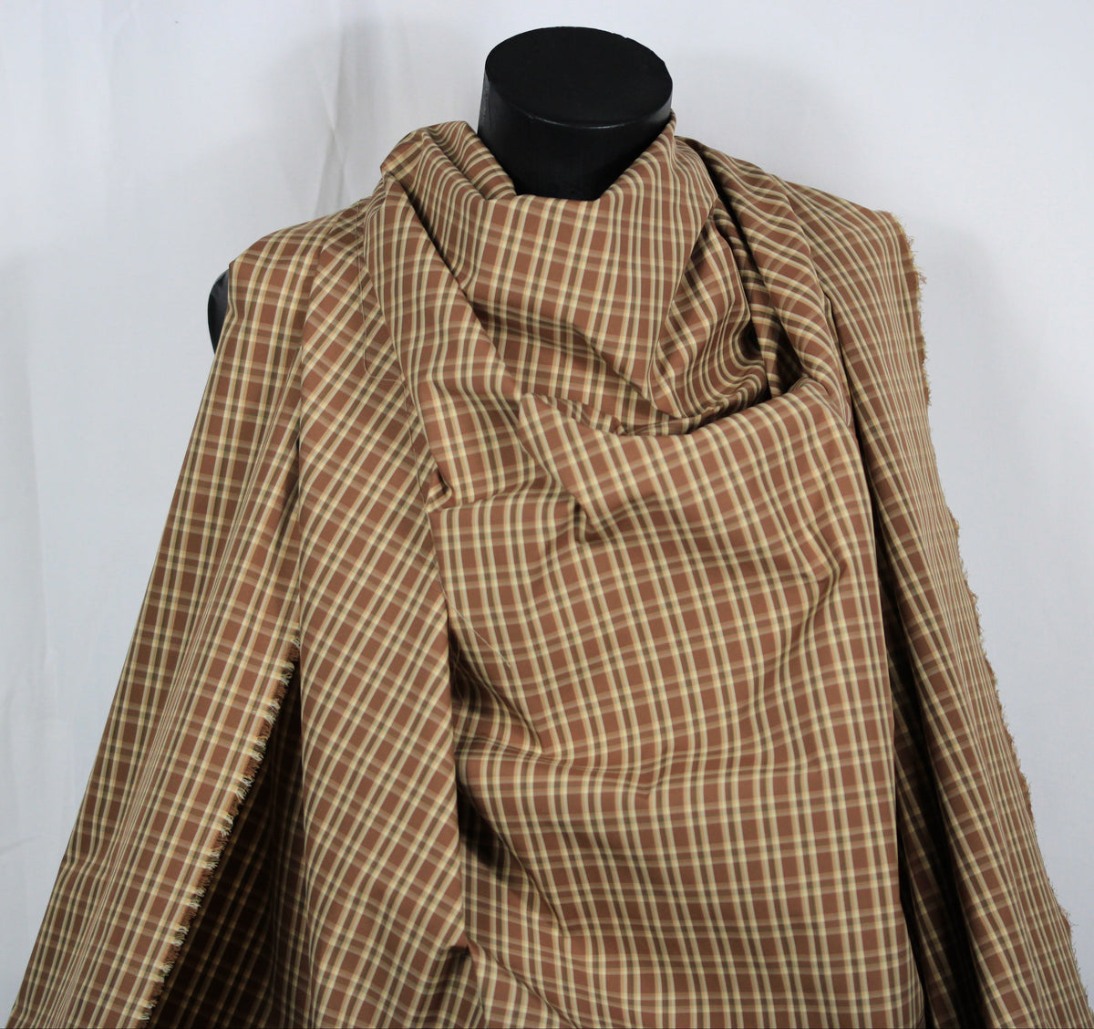 Tissu technique imperméable - à carreaux - ton marron