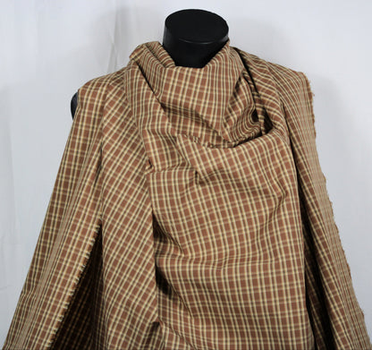 Tissu technique imperméable - à carreaux - ton marron