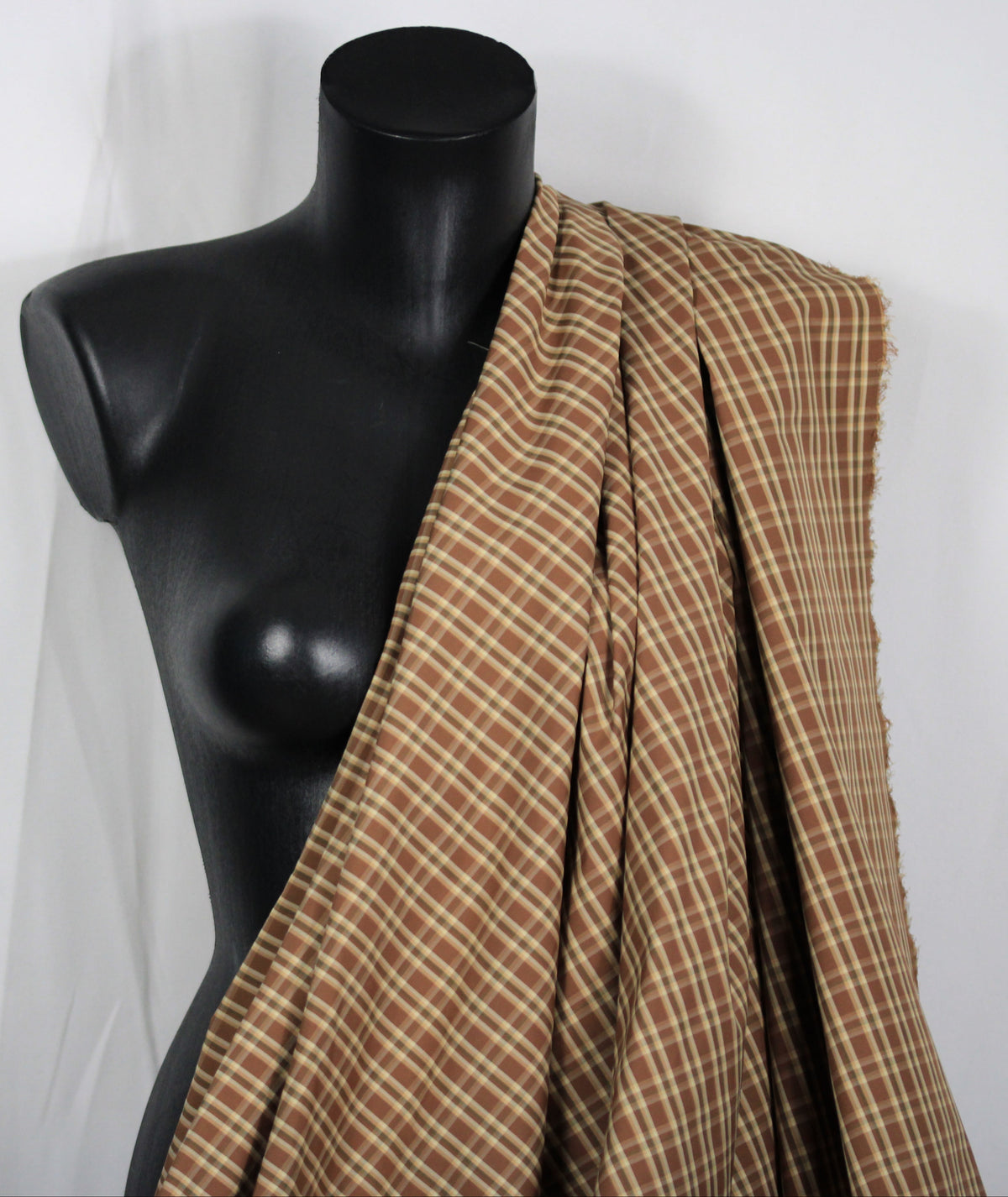 Tissu technique imperméable - à carreaux - ton marron