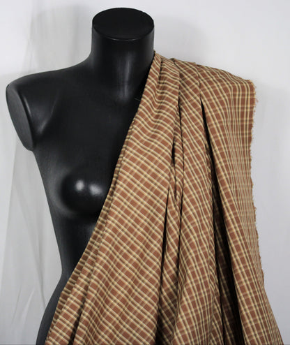 Tissu technique imperméable - à carreaux - ton marron