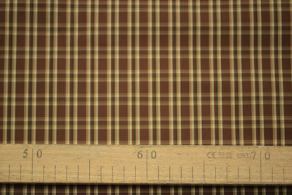 Tissu viscose - à carreaux - ton marron
