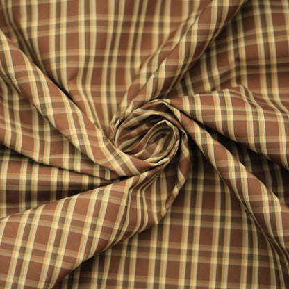 Tissu technique imperméable - à carreaux - ton marron