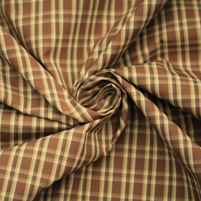Tissu viscose - à carreaux - ton marron