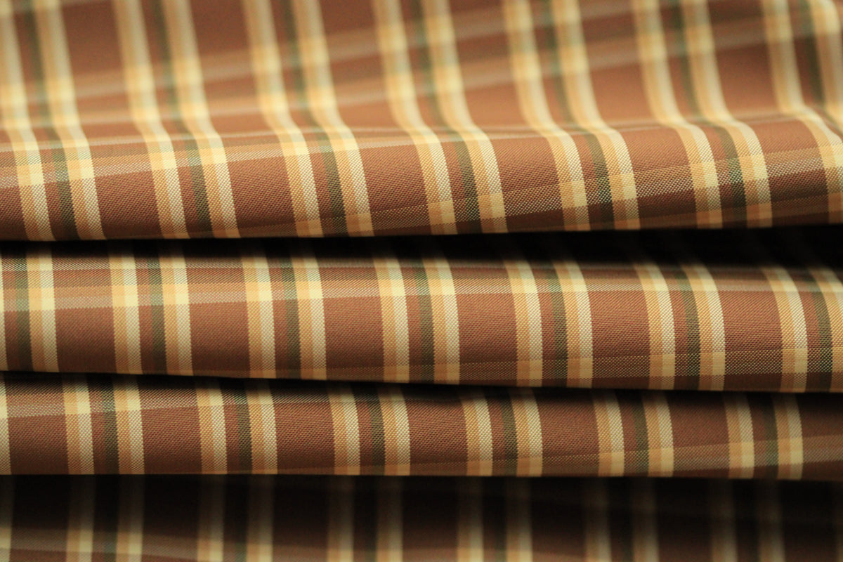 Tissu technique imperméable - à carreaux - ton marron
