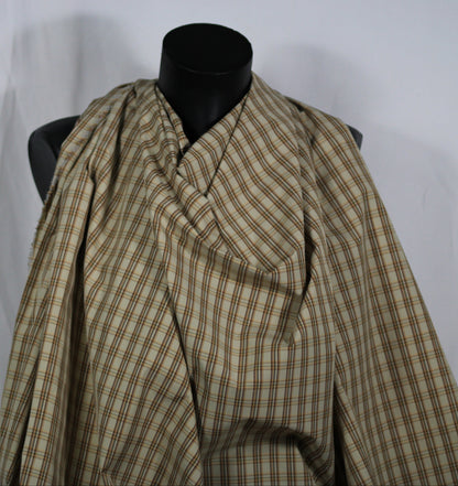 Tissu technique imperméable - à carreaux - ton beige