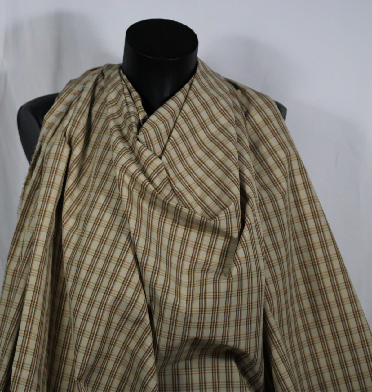 Tissu viscose - à carreaux - ton beige