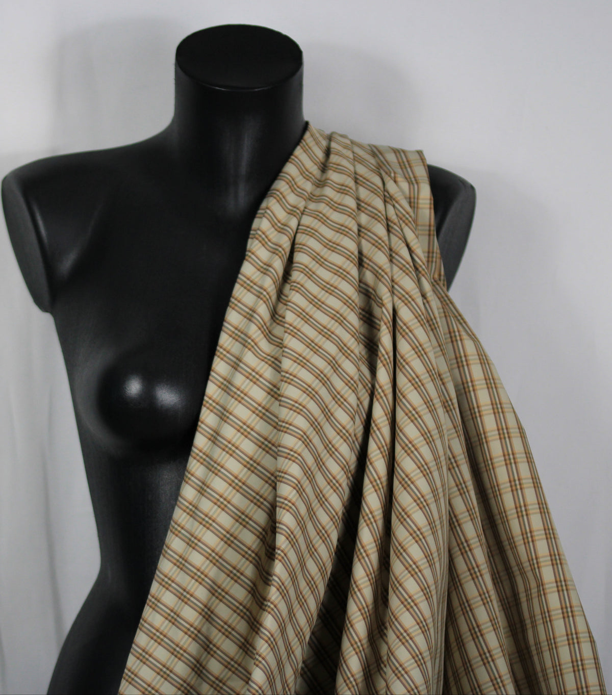 Tissu technique imperméable - à carreaux - ton beige