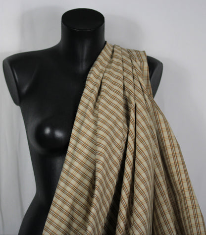 Tissu viscose - à carreaux - ton beige
