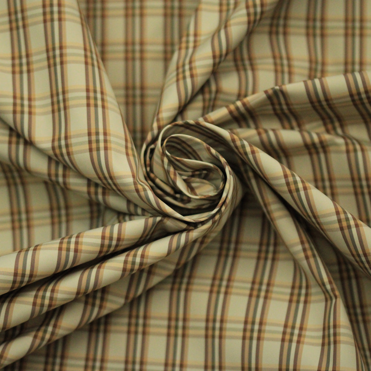 Tissu technique imperméable - à carreaux - ton beige