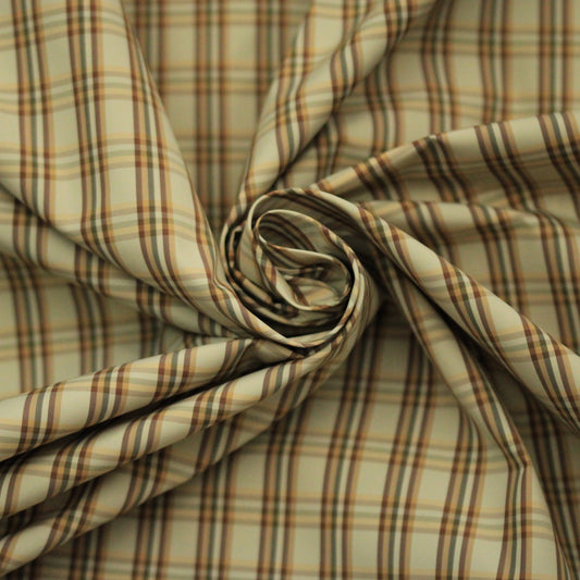 Tissu technique imperméable - à carreaux - ton beige