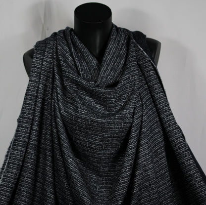 Tissu viscose effet tweed - ton bleu marine et blanc
