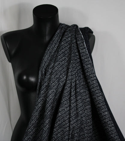 Tissu viscose effet tweed - ton bleu marine et blanc