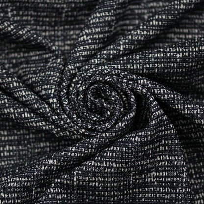 Tissu viscose effet tweed - ton bleu marine et blanc