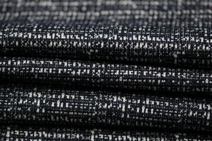 Tissu viscose effet tweed - ton bleu marine et blanc
