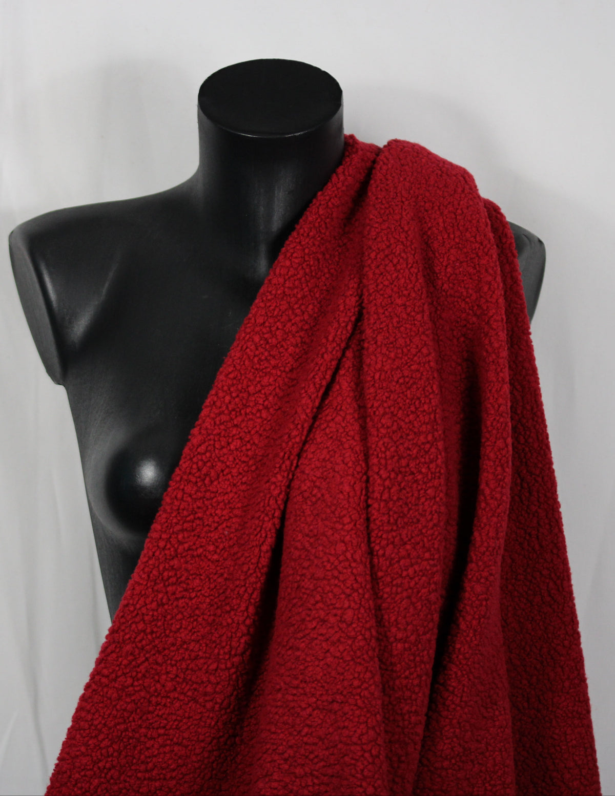 Tissu fausse fourrure en laine - rouge sang