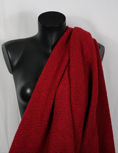 Tissu fausse fourrure en laine - rouge sang