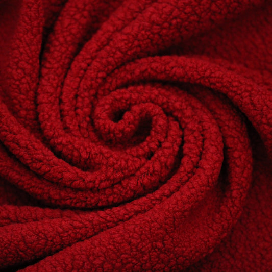 Tissu fausse fourrure en laine - rouge sang