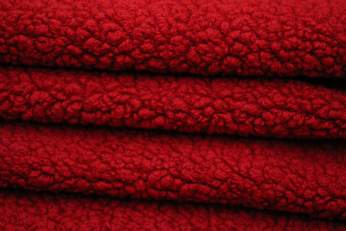 Tissu fausse fourrure en laine - rouge sang