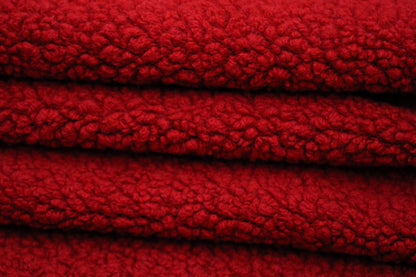 Tissu fausse fourrure en laine - rouge sang