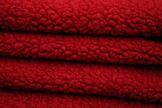 Tissu fausse fourrure en laine - rouge sang