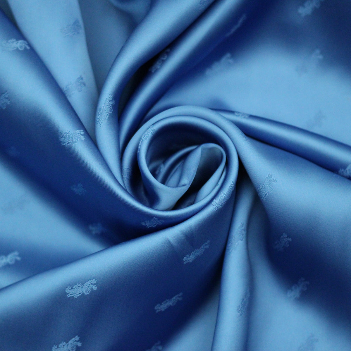 Tissu jacquard - motif lion - bleu