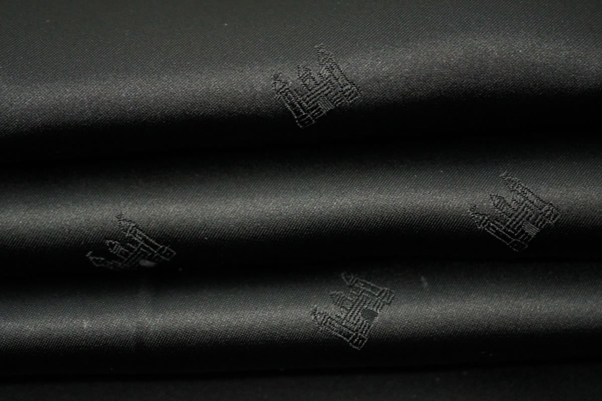 Tissu jacquard - motif château - noir