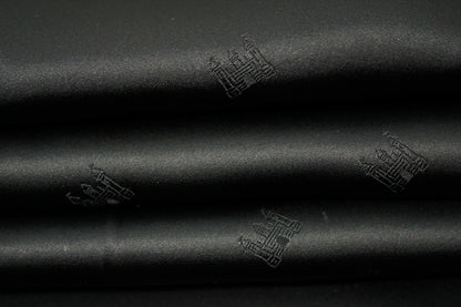 Tissu jacquard - motif château - noir