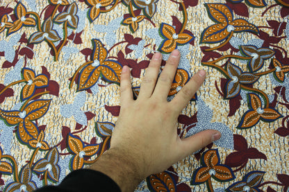Tissu voile de coton - imprimé grosses fleurs - ton bleu et marron - photo 5/5 | So Tissus