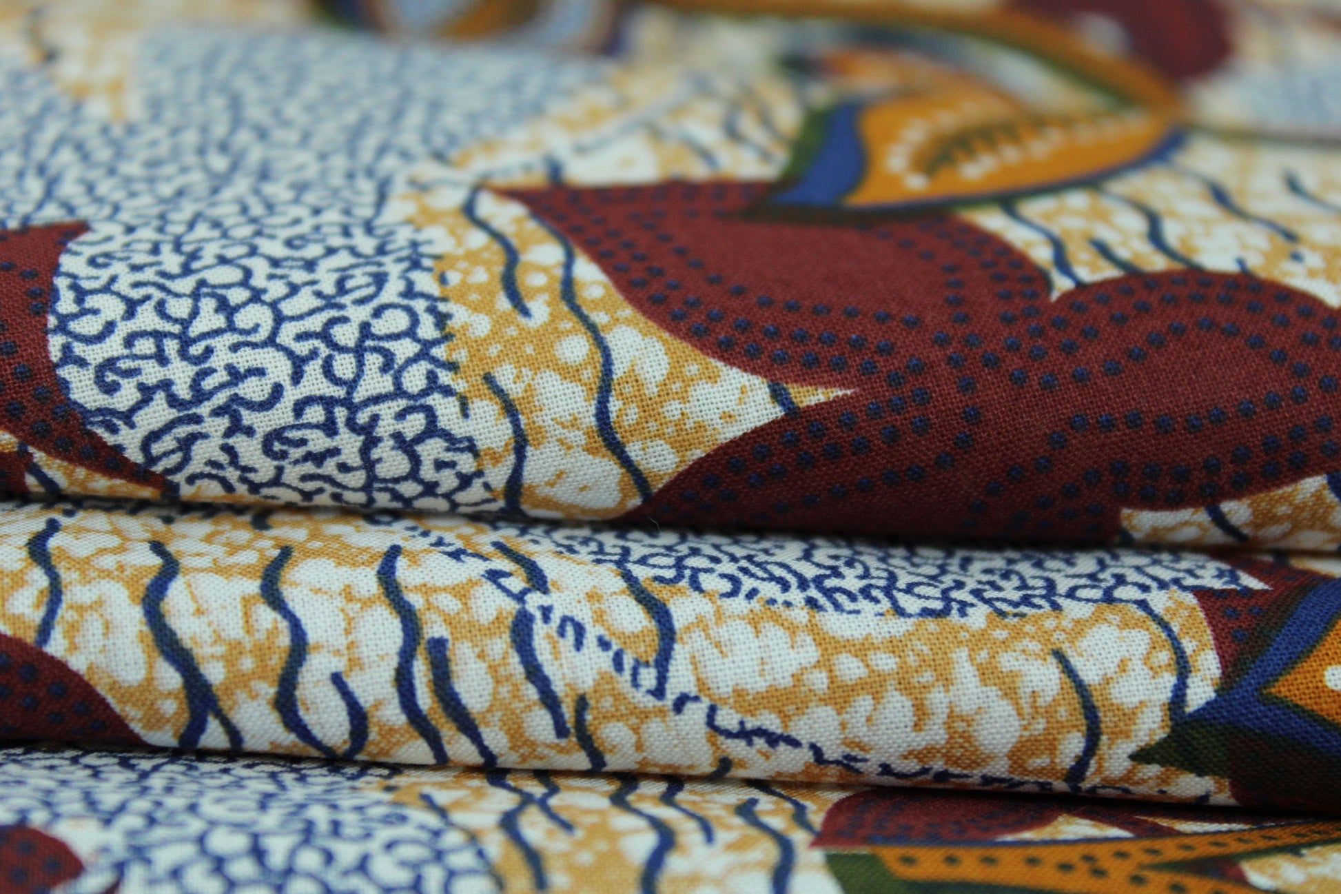 Tissu voile de coton - imprimé grosses fleurs - ton bleu et marron - photo 3/5 | So Tissus