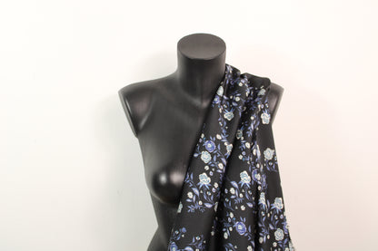 Tissu twill - imprimé fleuri - ton bleu marine - photo 3/5 | So Tissus