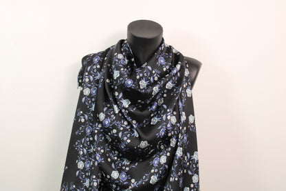 Tissu twill - imprimé fleuri - ton bleu marine - photo 4/5 | So Tissus
