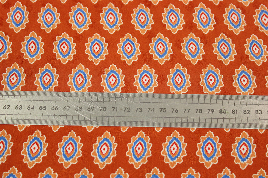 Tissu viscose - imprimé abstrait - orange et bleu