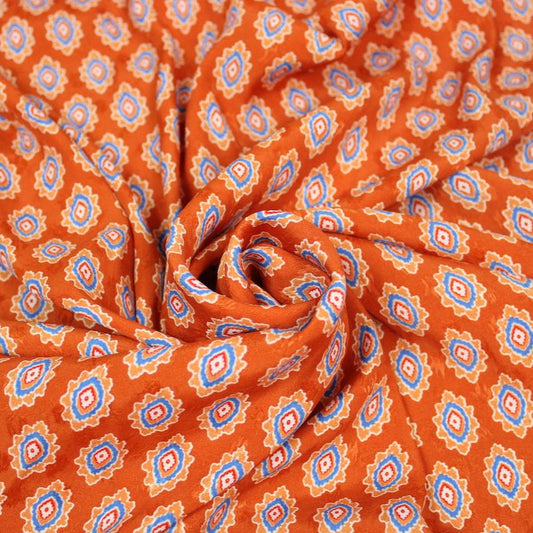 Tissu viscose - imprimé abstrait - orange et bleu - photo 1/5 | So Tissus
