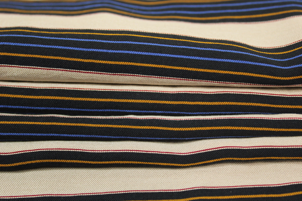 Tissu viscose - à rayures - beige, orange et bleu - photo 2/5 | So Tissus