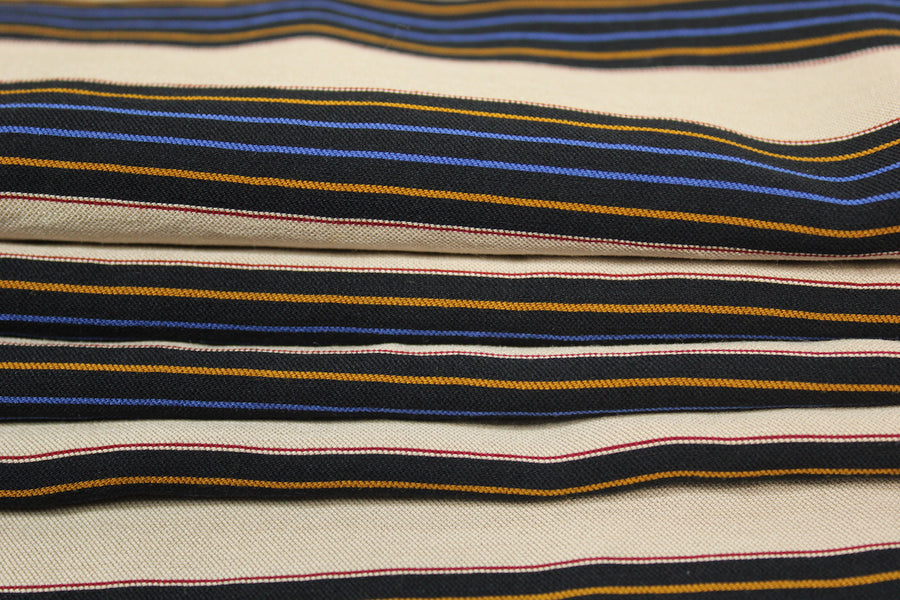 Tissu viscose - à rayures - beige, orange et bleu