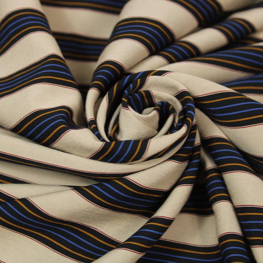 Tissu viscose - à rayures - beige, orange et bleu - photo 1/5 | So Tissus
