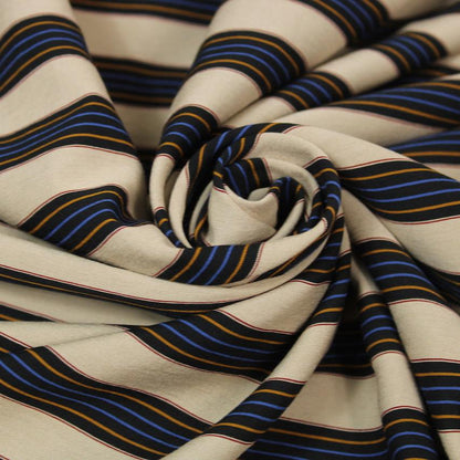 Tissu viscose - à rayures - beige, orange et bleu - photo 1/5 | So Tissus