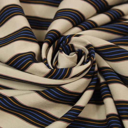 Tissu viscose - à rayures - beige, orange et bleu - photo 1/5 | So Tissus