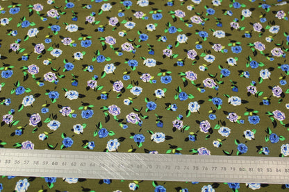 Tissu viscose - imprimé fleuri - ton kaki - photo 5/5 | So Tissus