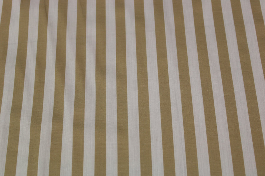 Tissu popeline coton - à rayures - blanc et beige