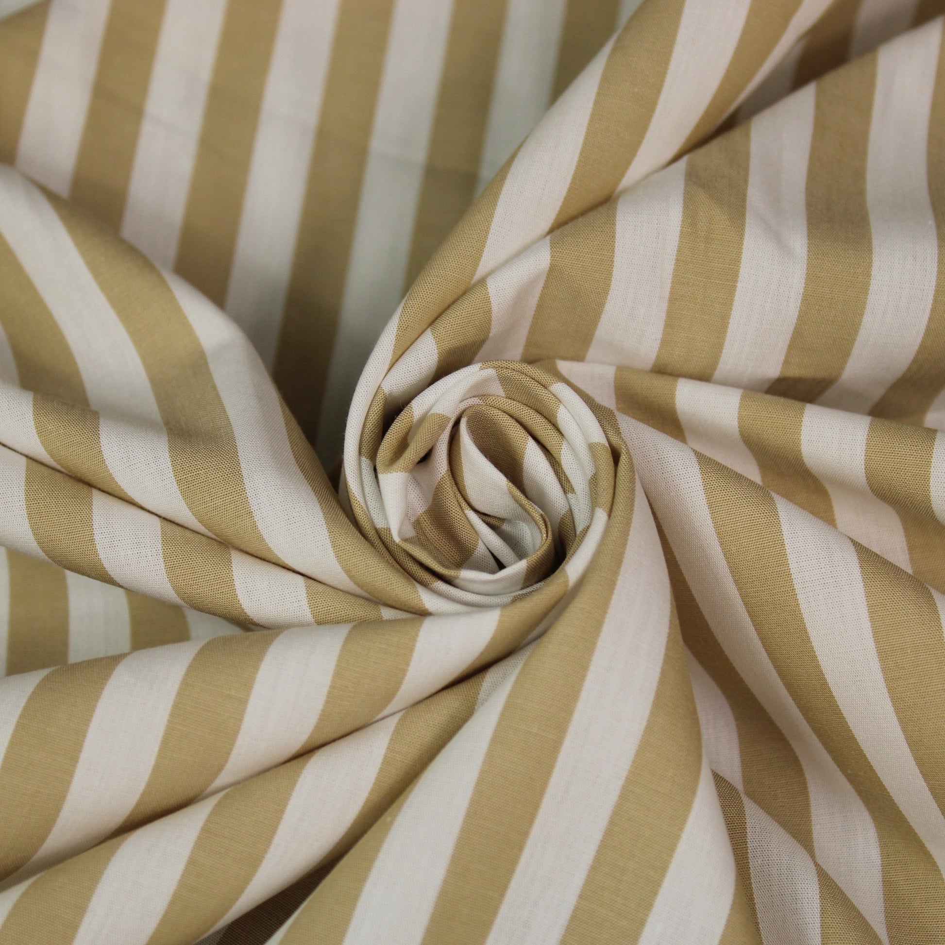 Tissu popeline coton - à rayures - blanc et beige - photo 1/5 | So Tissus