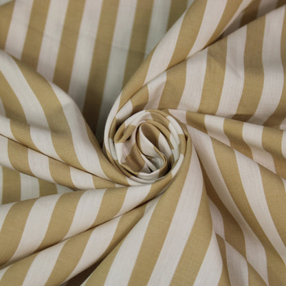 Tissu popeline coton - à rayures - blanc et beige - photo 1/5 | So Tissus