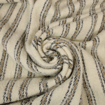 Tissu laine alpaga - à rayures - écru