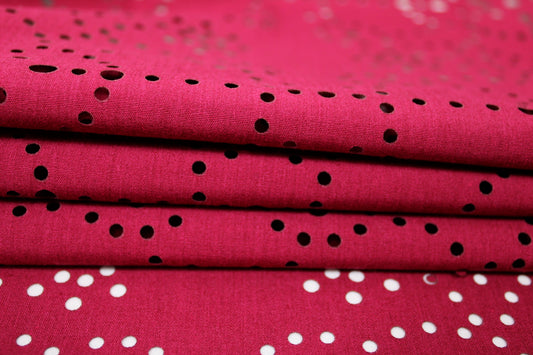 Tissu broderie anglaise au laser - framboise - photo 2/5 | So Tissus