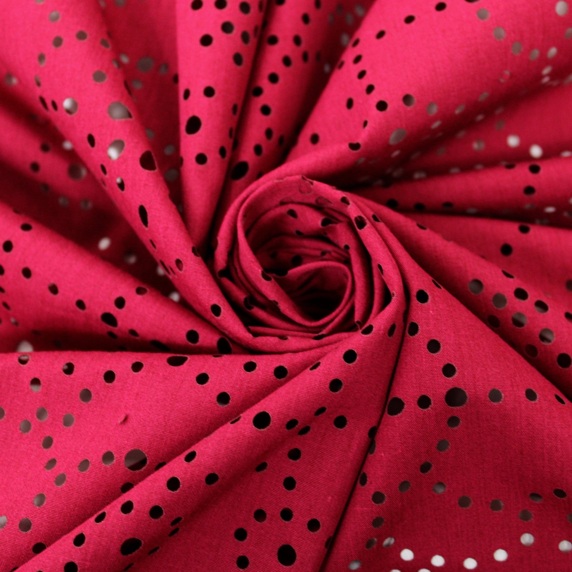 Tissu broderie anglaise au laser - framboise - photo 1/5 | So Tissus