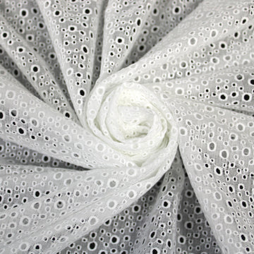 Tissu broderie anglaise - blanc