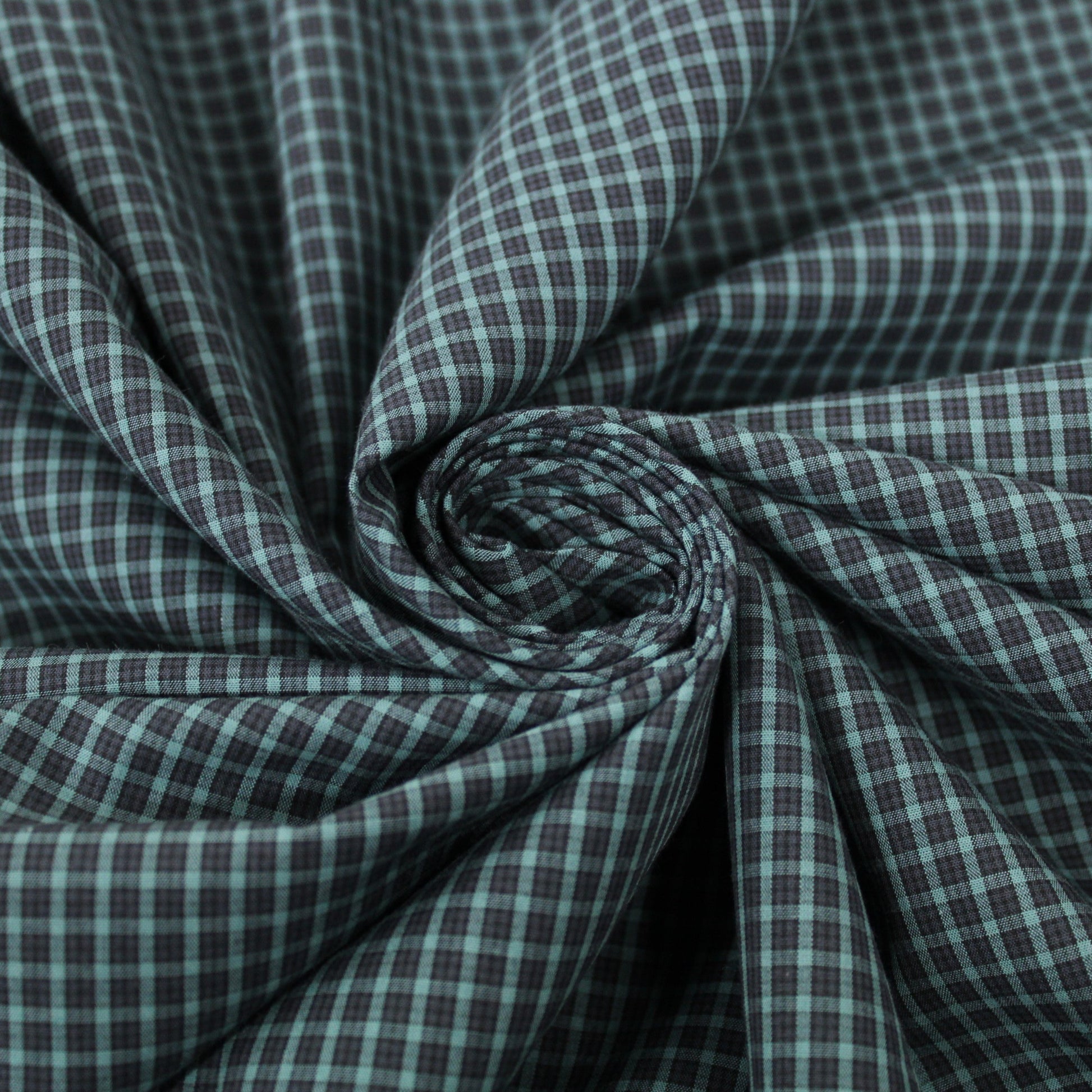 Tissu popeline coton - à carreaux - ton gris vert - photo 1/4 | So Tissus