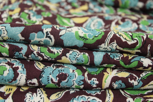 Tissu crêpon viscose - petite fleurs bleus - photo 2/5 | So Tissus