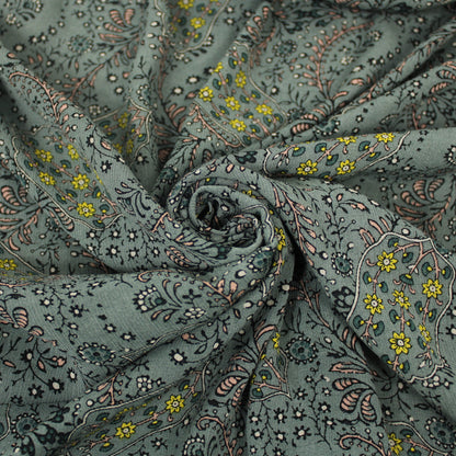 Tissu crêpe viscose - imprimé fleuri - ton gris vert - photo 1/5 | So Tissus
